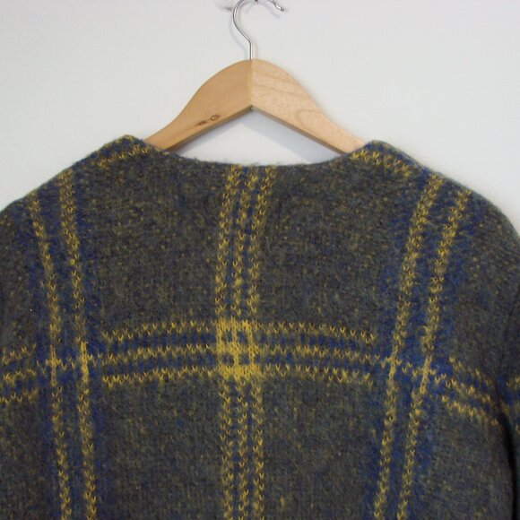J.O.A. Los Angeles Gray Plaid Cardigan Sweater Wool Mohair Fuzzy Preppy Small - Picture 15 of 16
